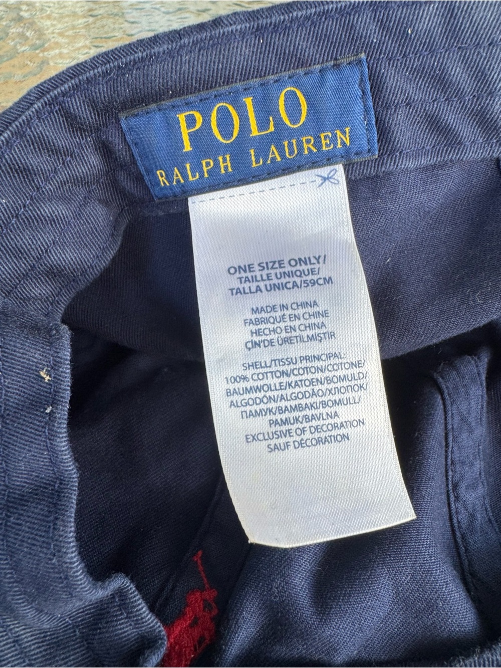 Polo Ralph Lauren Hat Strap Back One Size Navy Blue Red Embroidered Pony Logo - Picture 3 of 8